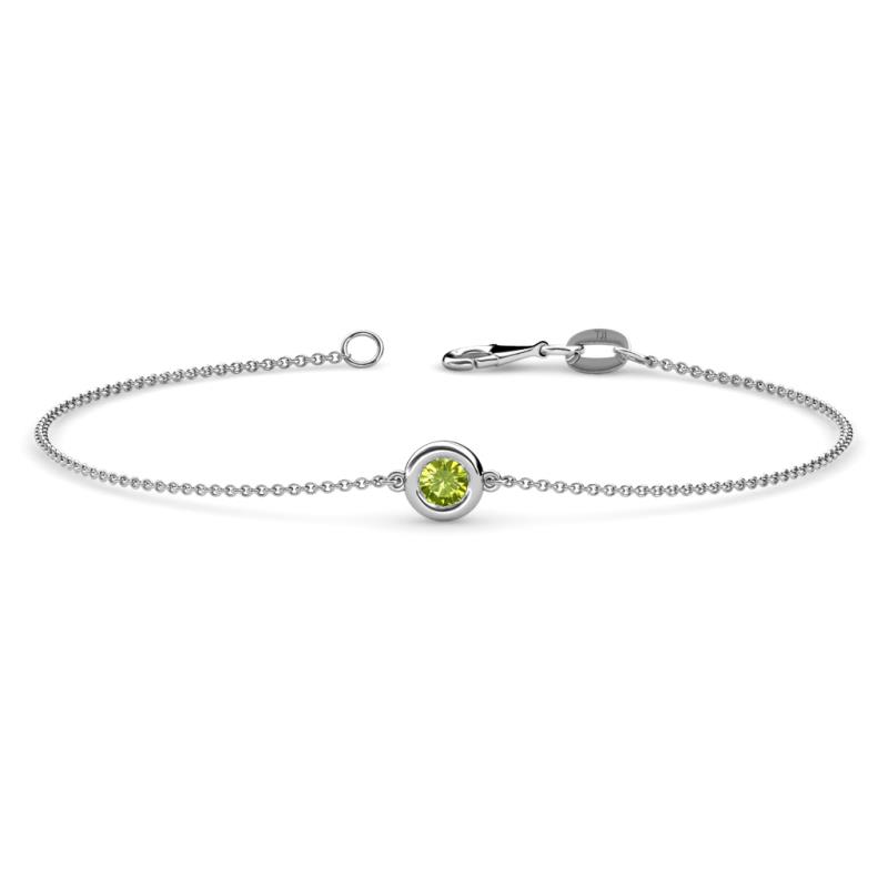 Alys (3.8mm) Round Peridot Solitaire Station Minimalist Bracelet 