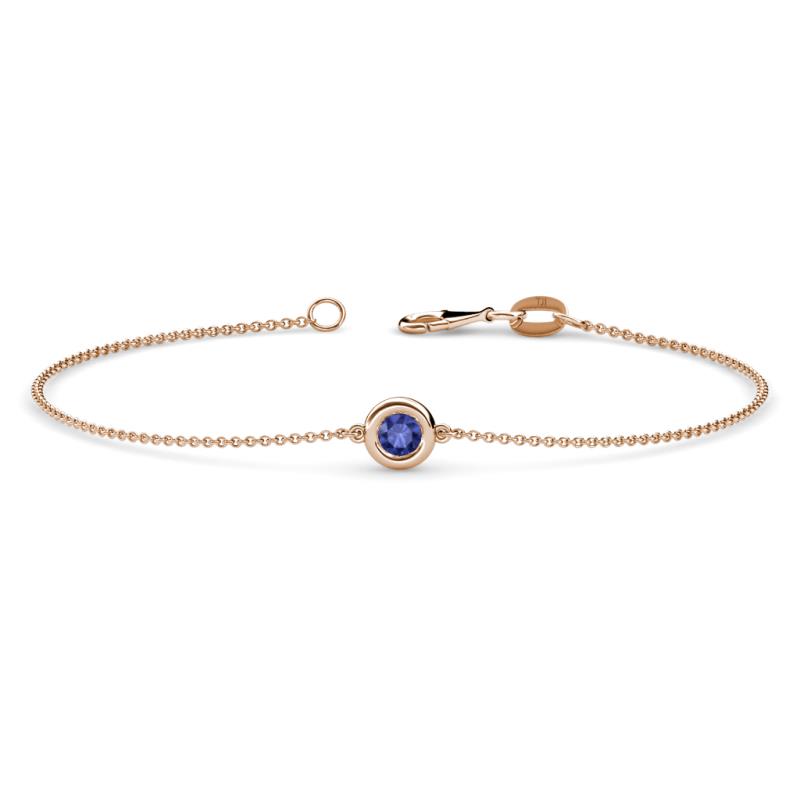 Alys (3.8mm) Round Iolite Solitaire Station Minimalist Bracelet 