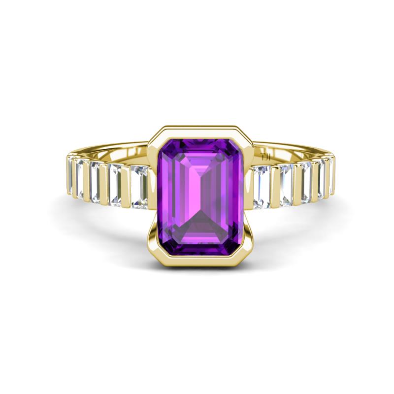 Dionne 2.85 ctw Emerald Shape Amethyst (9 X 7 mm) accented Baguette Shape Lab Grown Diamonds Engagement Ring 