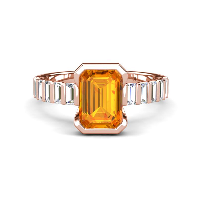 Dionne 2.85 ctw Emerald Shape Citrine (9 X 7 mm) accented Baguette Shape Lab Grown Diamonds Engagement Ring 