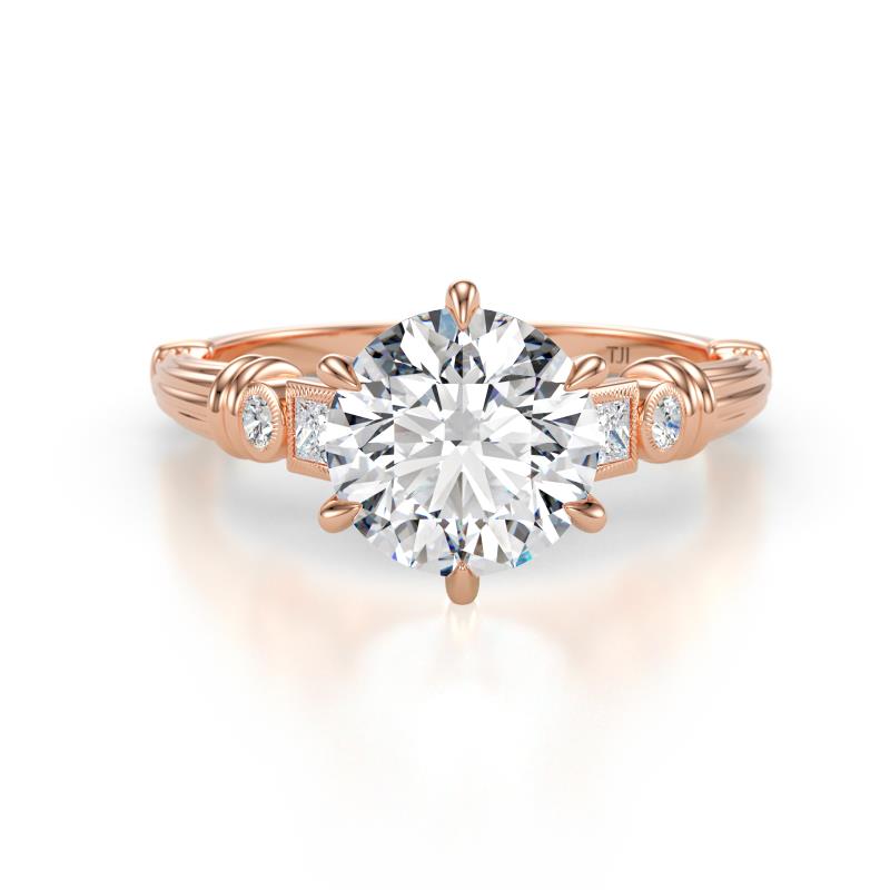 Iyana 2.18 ctw IGI Certified Lab Grown Diamond (8.00 mm) accented Natural Diamonds Engagement Ring 