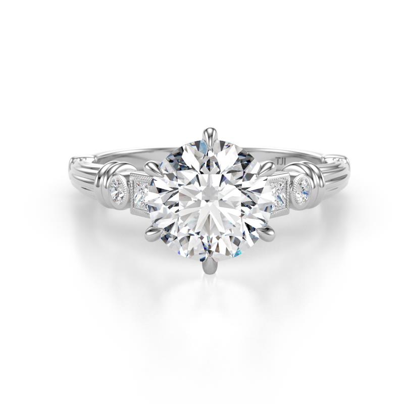 Iyana 2.18 ctw IGI Certified Lab Grown Diamond (8.00 mm) accented Natural Diamonds Engagement Ring 