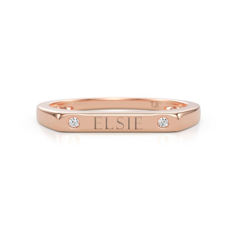 Signet Personalized Bar Ring accented with Lab Grown Diamonds 