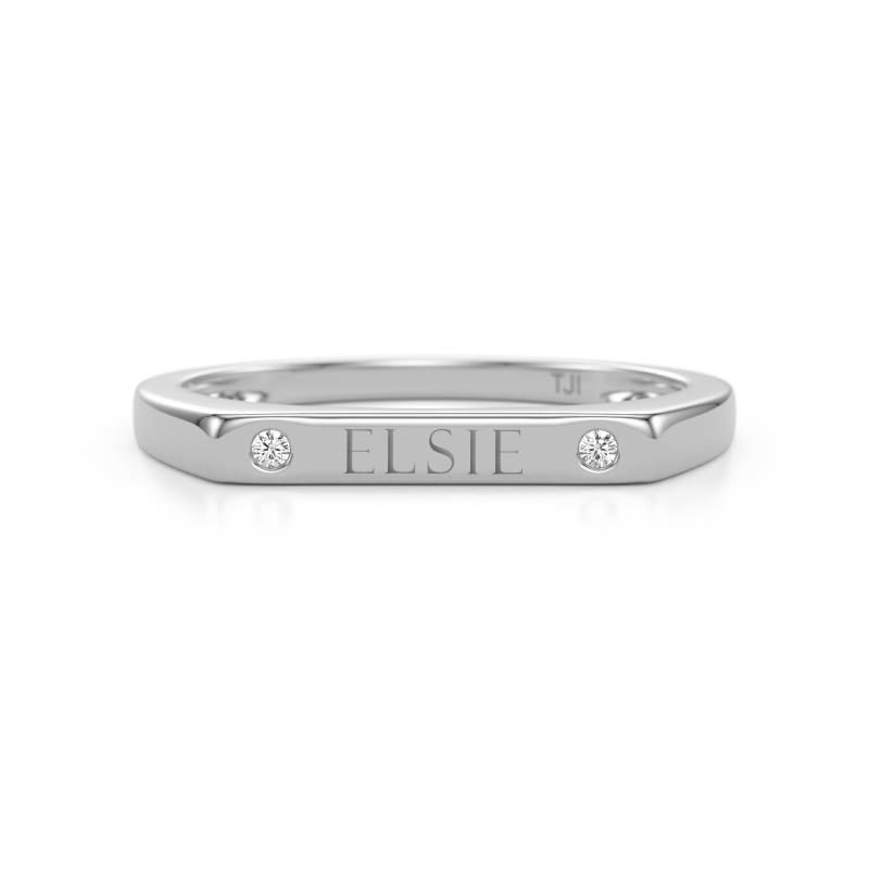 Signet Personalized Bar Ring accented with Lab Grown Diamonds 