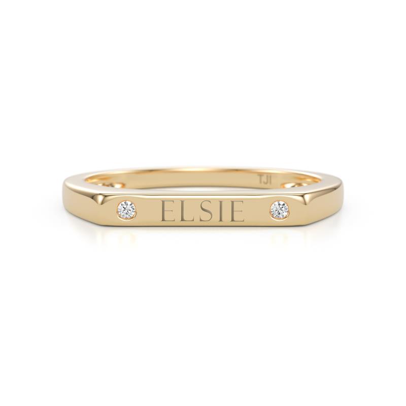 Signet Personalized Bar Ring accented with Lab Grown Diamonds 