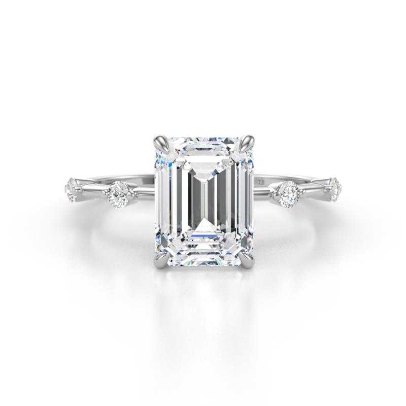 Nuria 2.61 ctw IGI Certified Emerald Shape Lab Grown Diamond  (9X6 mm) accented Natural Diamonds Engagement Ring 