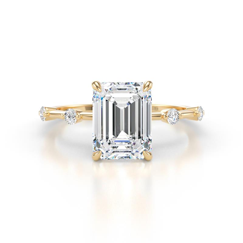 Nuria 2.61 ctw IGI Certified Emerald Shape Lab Grown Diamond  (9X6 mm) accented Natural Diamonds Engagement Ring 