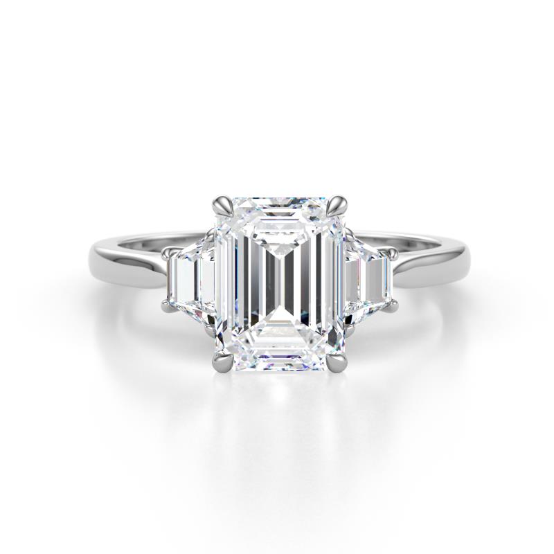 Triada 2.34 ctw IGI Certified Lab Grown Diamond Emerald Shape (8X6 mm) Three Stone Engagement Ring 