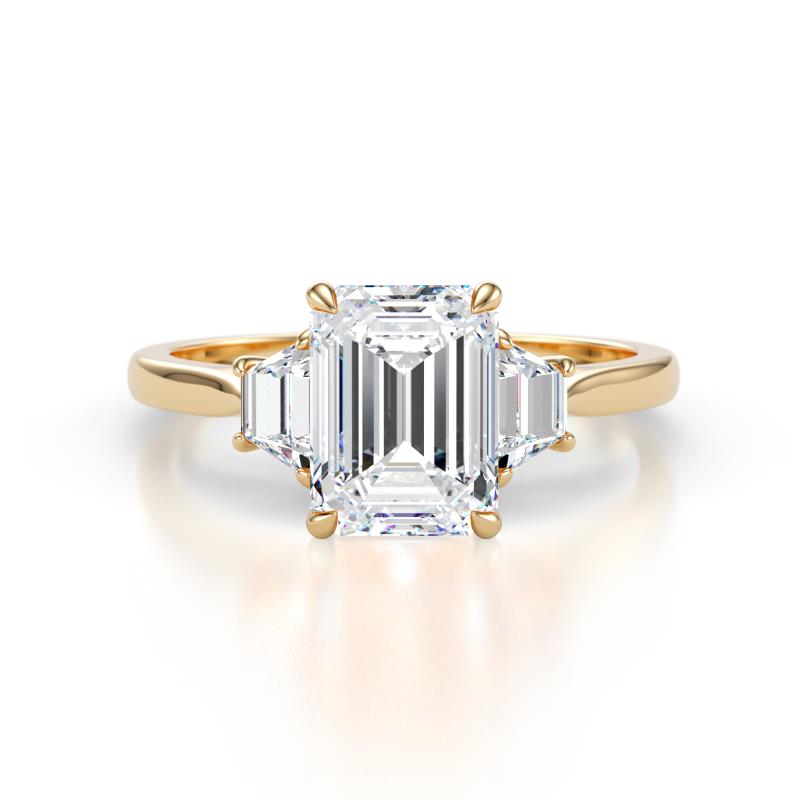 Triada 2.34 ctw IGI Certified Lab Grown Diamond Emerald Shape (8X6 mm) Three Stone Engagement Ring 