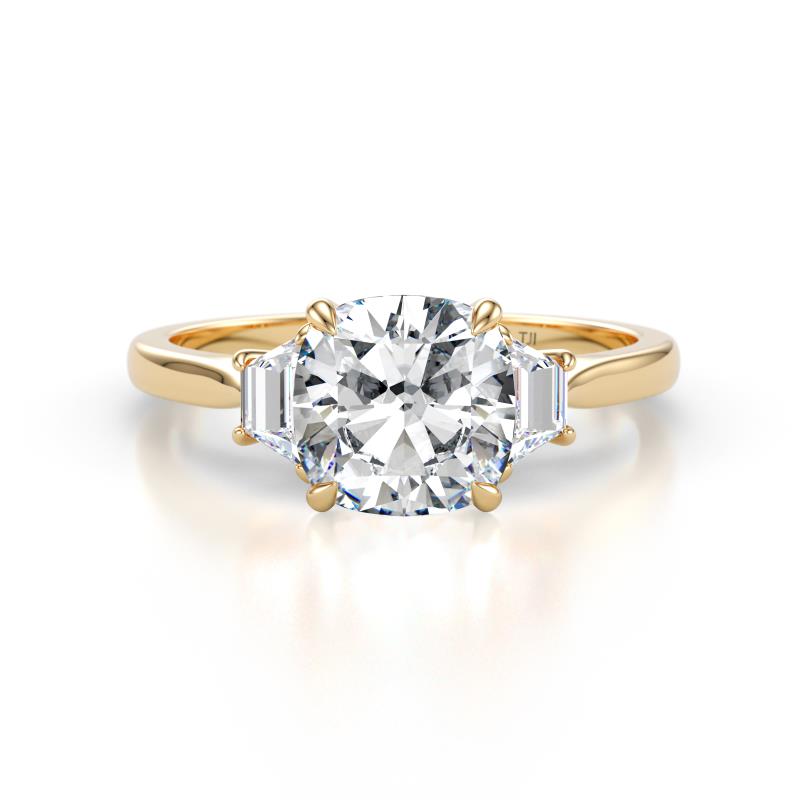 Triada 2.34 ctw IGI Certified Lab Grown Diamond Cushion Shape (7 mm) Three Stone Engagement Ring 