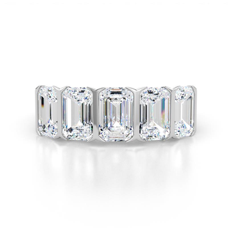 Brianna 3.50 ctw Emerald Shape Lab Grown Diamonds (6X4 mm) Five Stone Wedding Band 