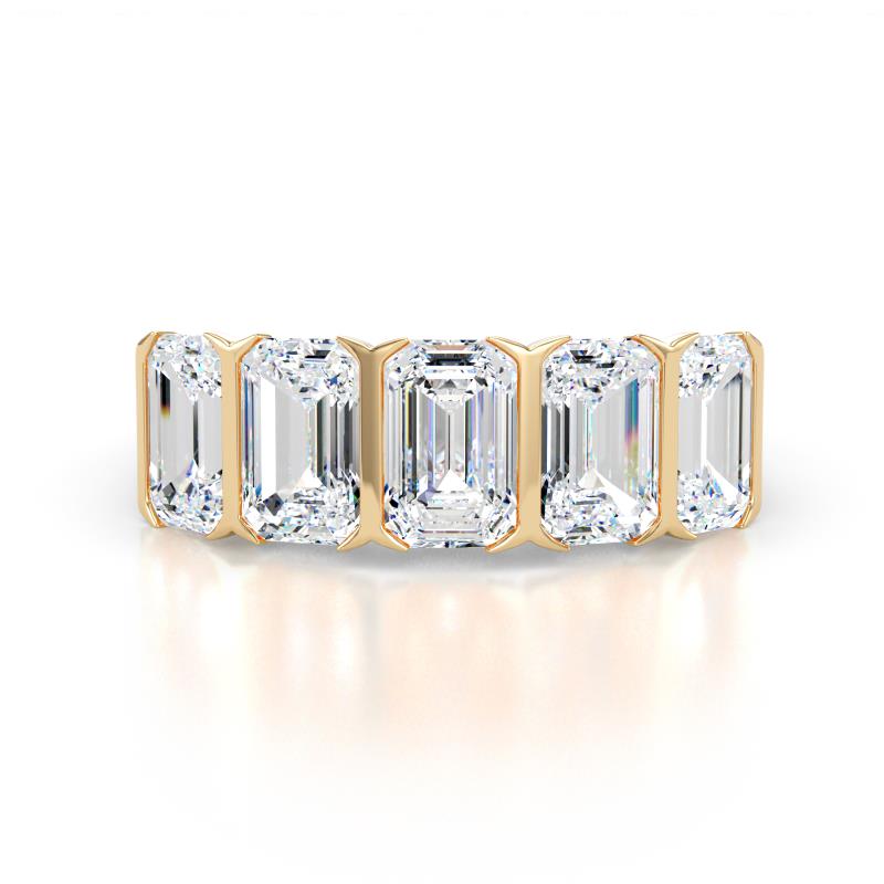 Brianna 3.50 ctw Emerald Shape Lab Grown Diamonds (6X4 mm) Five Stone Wedding Band 