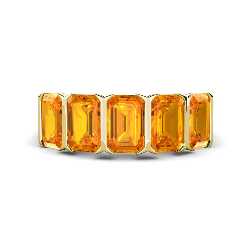 Brianna 2.75 ctw Emerald Shape Citrine (6X4 mm) Five Stone Wedding Band 