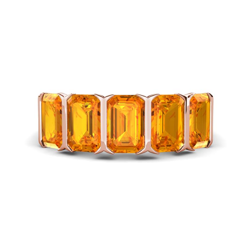 Brianna 2.75 ctw Emerald Shape Citrine (6X4 mm) Five Stone Wedding Band 