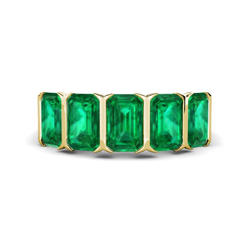 Brianna 2.50 ctw Emerald Shape (6X4 mm) Emerald  Five Stone Wedding Band 