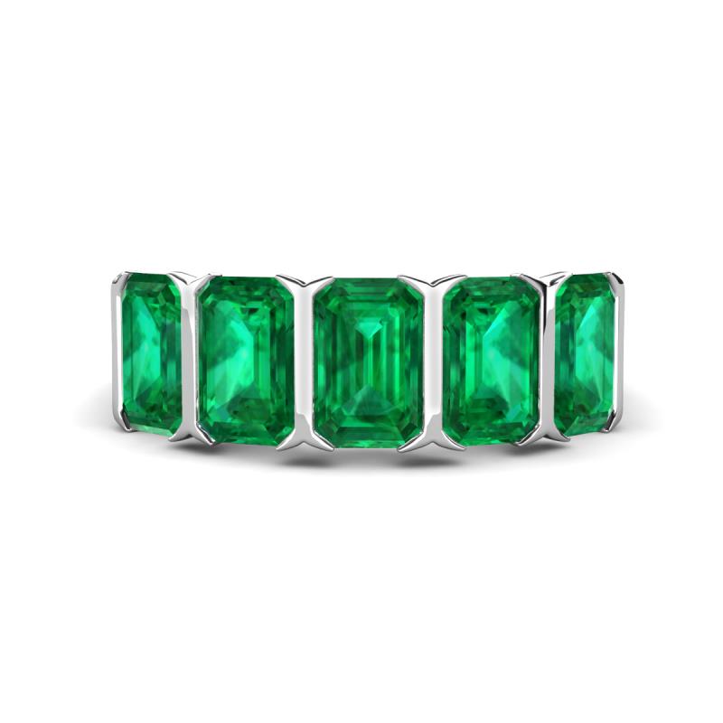 Brianna 2.50 ctw Emerald Shape (6X4 mm) Emerald  Five Stone Wedding Band 