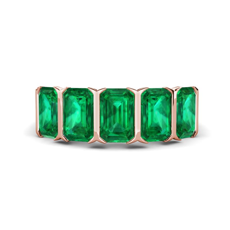 Brianna 2.50 ctw Emerald Shape (6X4 mm) Emerald  Five Stone Wedding Band 