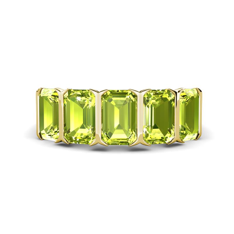 Brianna 3.50 ctw Emerald Shape Peridot (6X4 mm) Five Stone Wedding Band 