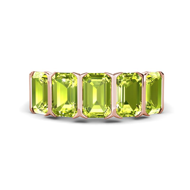 Brianna 3.50 ctw Emerald Shape Peridot (6X4 mm) Five Stone Wedding Band 