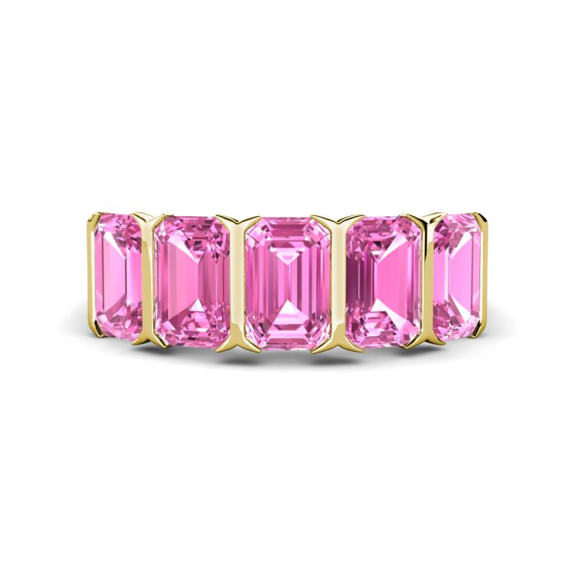 Brianna 3.00 ctw Emerald Shape Pink Sapphire (6X4 mm) Five Stone Wedding Band 