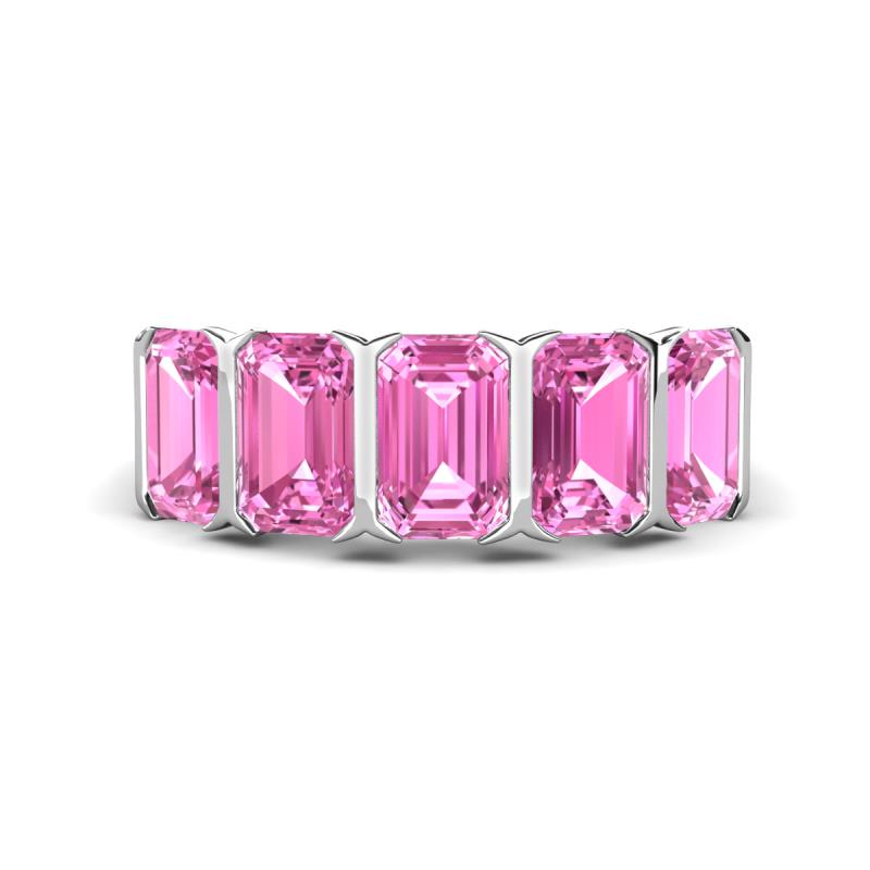 Brianna 3.00 ctw Emerald Shape Pink Sapphire (6X4 mm) Five Stone Wedding Band 