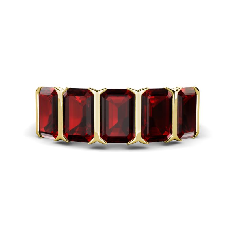 Brianna 3.90 ctw Emerald Shape Red Garnet (6X4 mm) Five Stone Wedding Band 