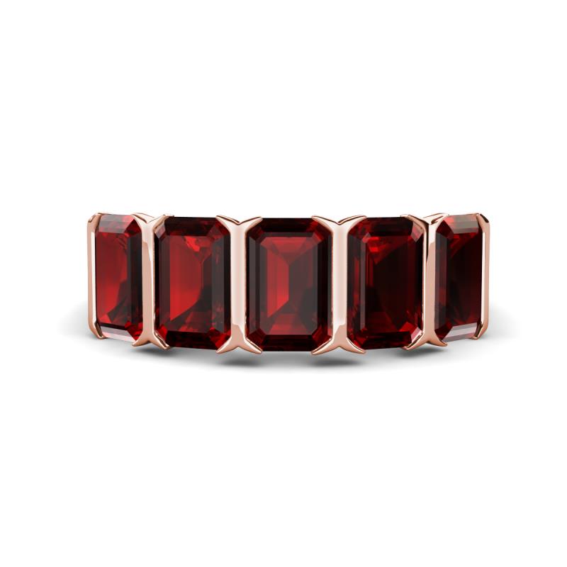 Brianna 3.90 ctw Emerald Shape Red Garnet (6X4 mm) Five Stone Wedding Band 