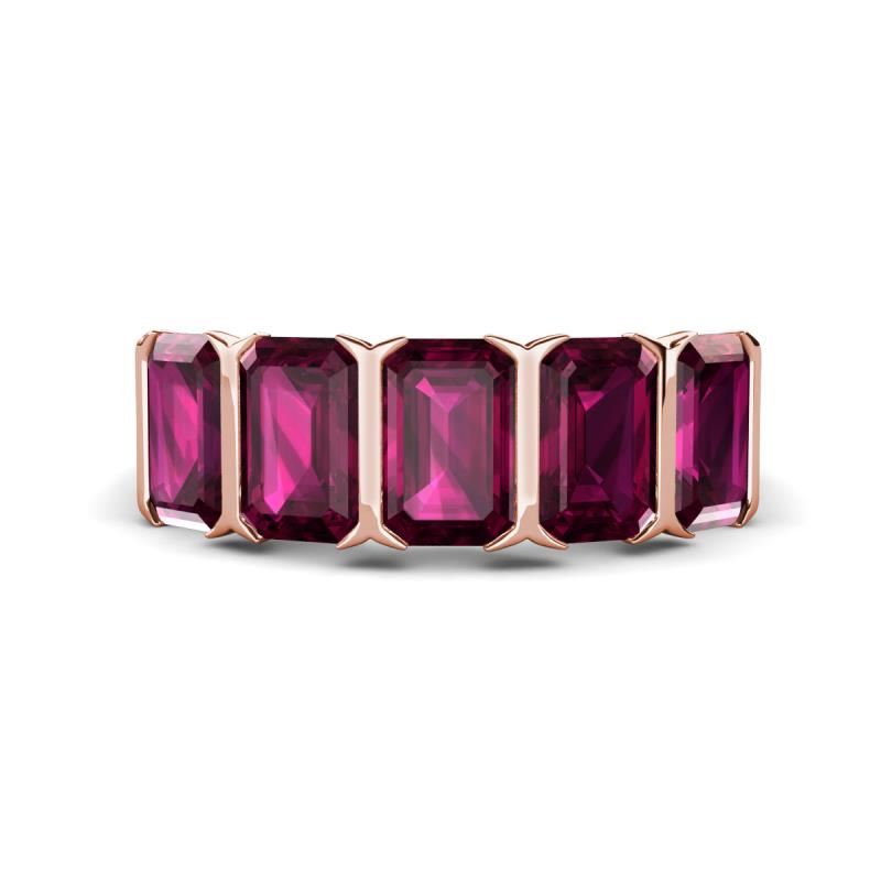 Brianna 3.75 ctw Emerald Shape Rhodolite Garnet (6X4 mm) Five Stone Wedding Band 