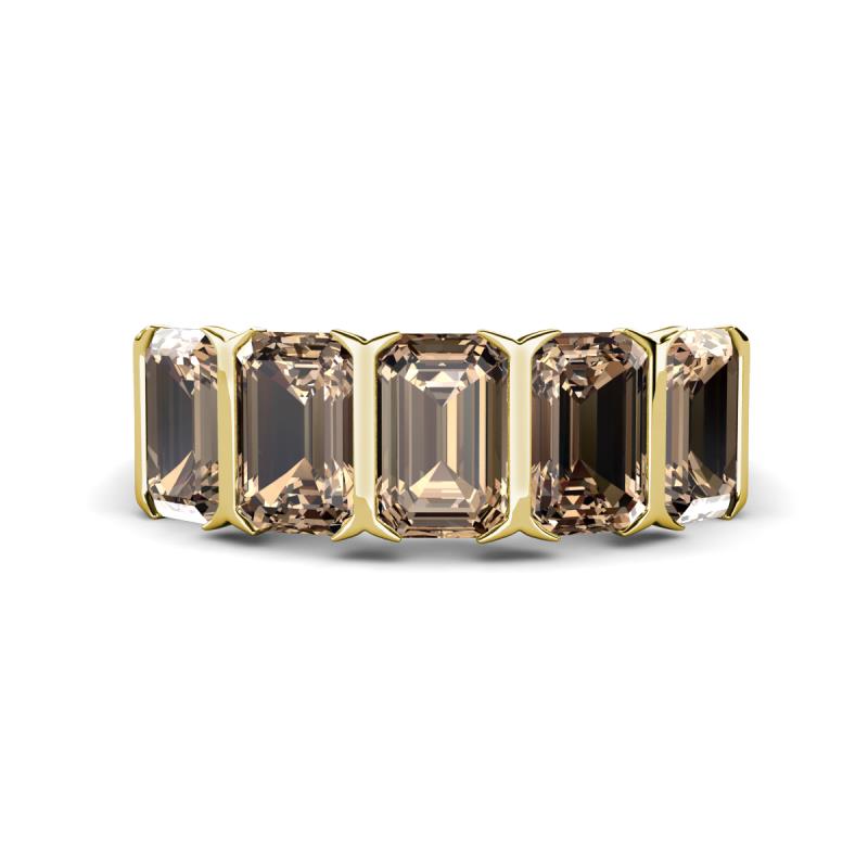Brianna 2.75 ctw Emerald Shape Smoky Quartz (6X4 mm) Five Stone Wedding Band 