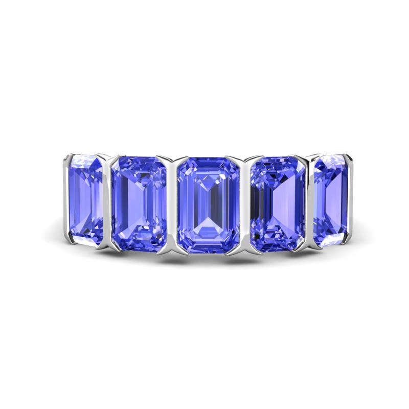 Brianna 3.00 ctw Emerald Shape Tanzanite (6X4 mm) Five Stone Wedding Band 