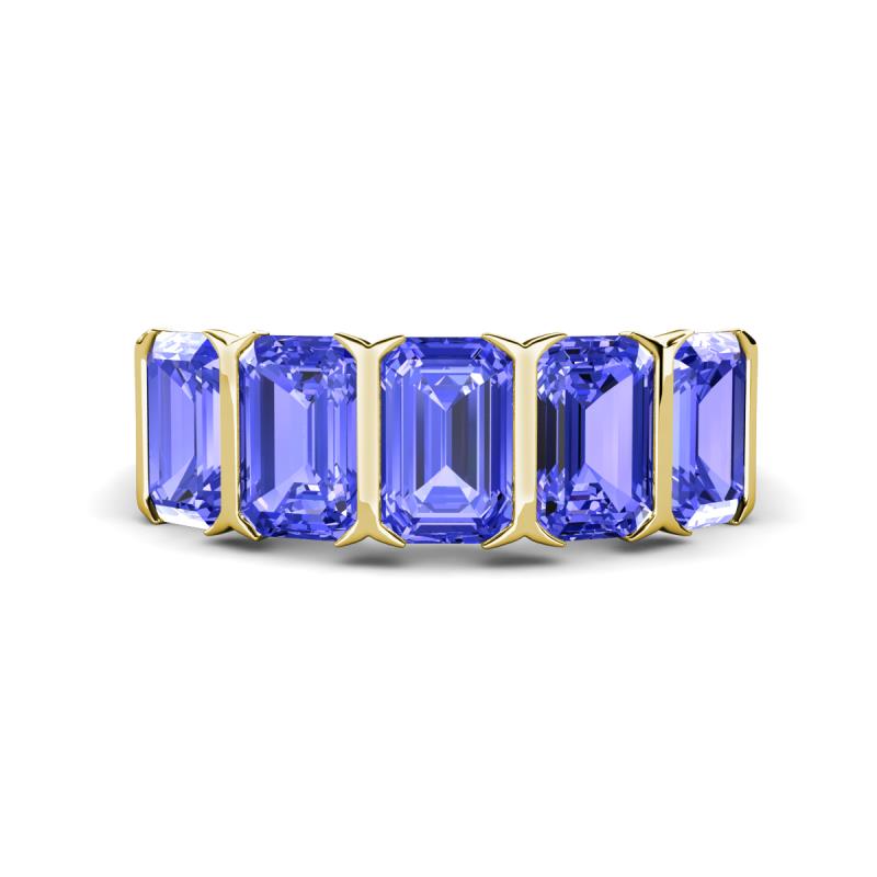 Brianna 3.00 ctw Emerald Shape Tanzanite (6X4 mm) Five Stone Wedding Band 