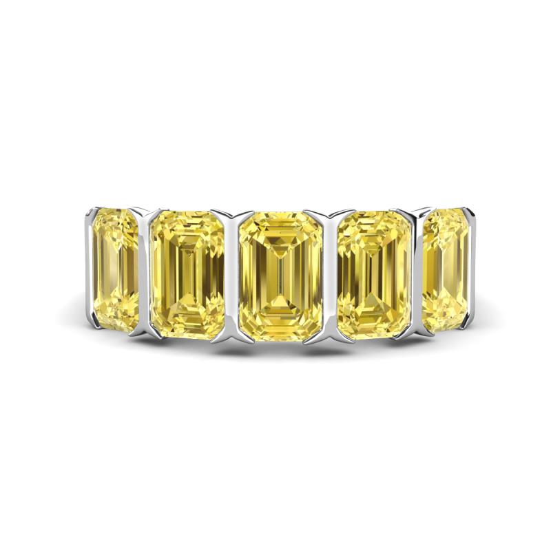 Brianna 3.00 ctw Emerald Shape Yellow Sapphire (6X4 mm) Five Stone Wedding Band 