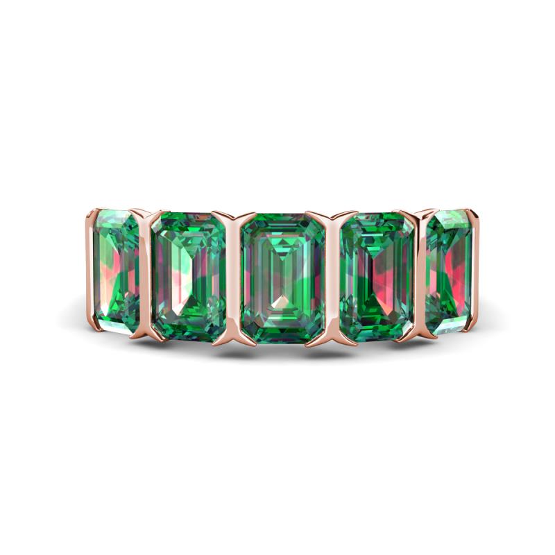 Brianna 4.05 ctw Emerald Shape Created Alexandrite (6X4 mm) Five Stone Wedding Band 