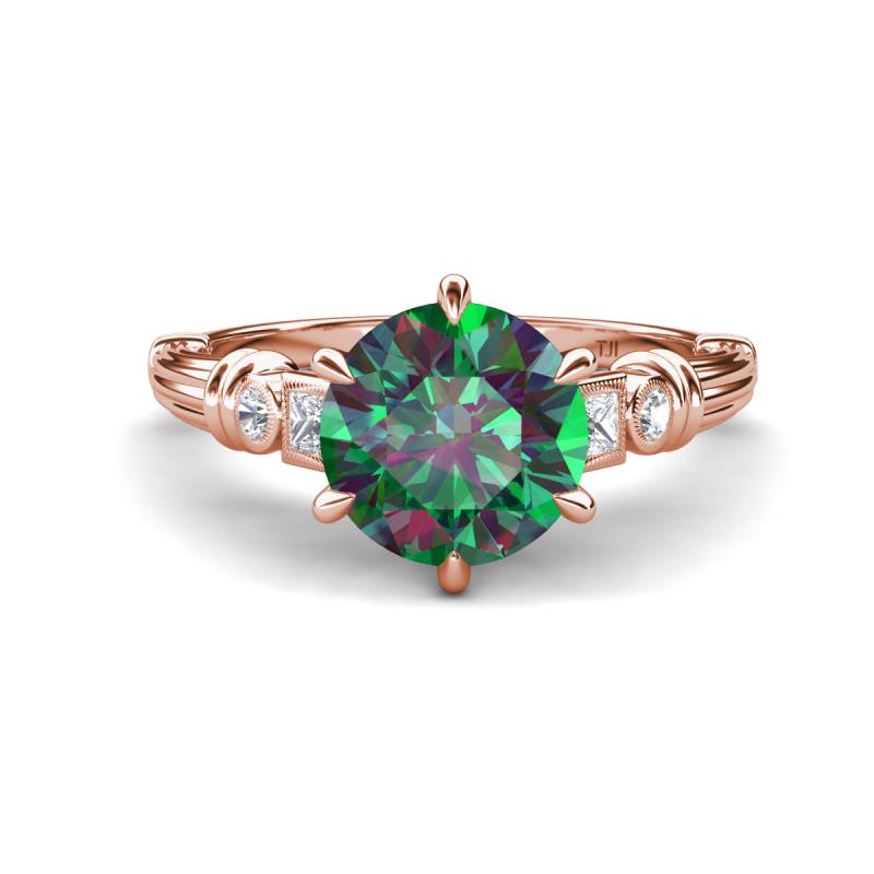 Iyana 2.43 ctw Created Alexandrite (8.00 mm) accented Natural Diamonds Engagement Ring 