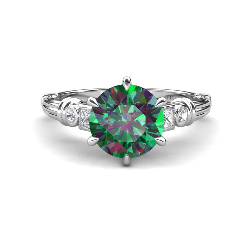 Iyana 2.43 ctw Created Alexandrite (8.00 mm) accented Natural Diamonds Engagement Ring 