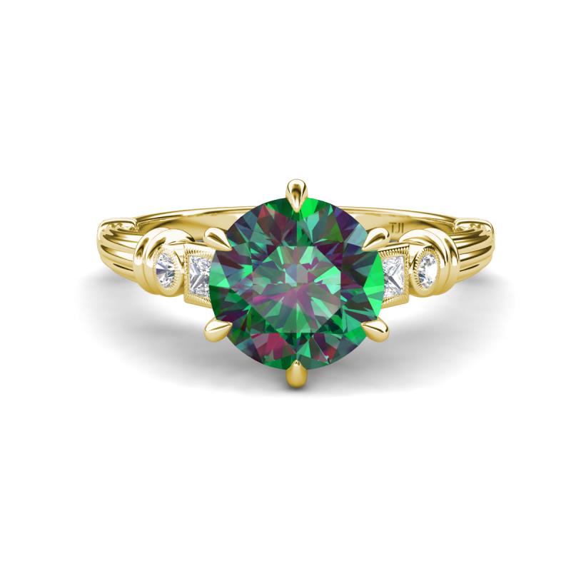 Iyana 2.43 ctw Created Alexandrite (8.00 mm) accented Natural Diamonds Engagement Ring 