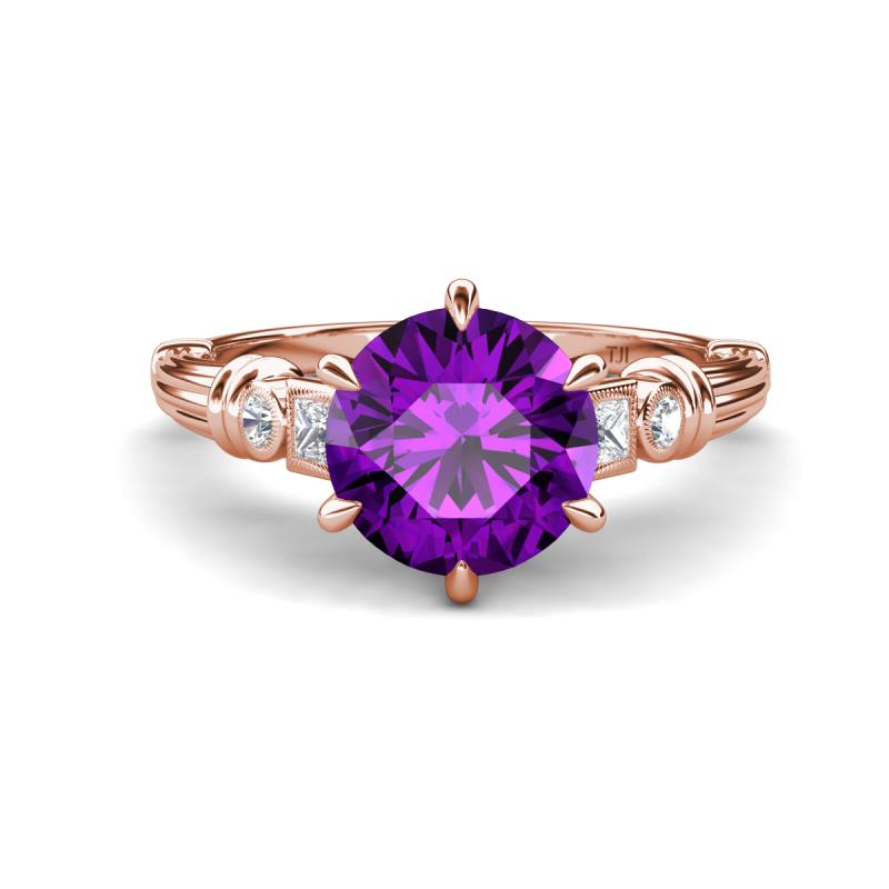 Iyana 2.08 ctw Amethyst (8.00 mm) accented Natural Diamonds Engagement Ring 