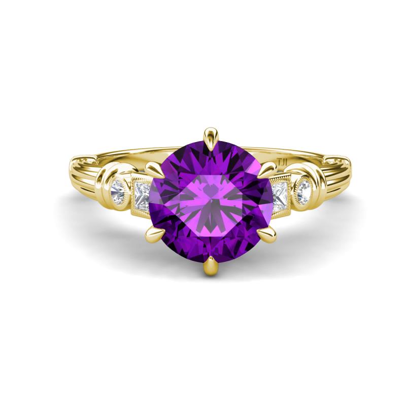 Iyana 2.08 ctw Amethyst (8.00 mm) accented Natural Diamonds Engagement Ring 