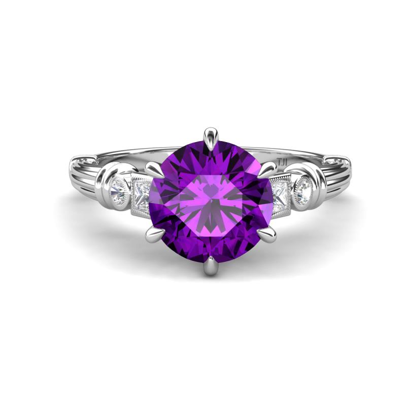 Iyana 2.08 ctw Amethyst (8.00 mm) accented Natural Diamonds Engagement Ring 