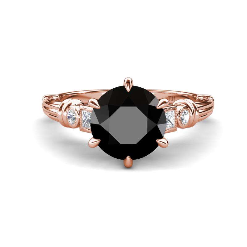 Iyana 3.18 ctw Black Diamond (8.00 mm) accented Natural Diamonds Engagement Ring 