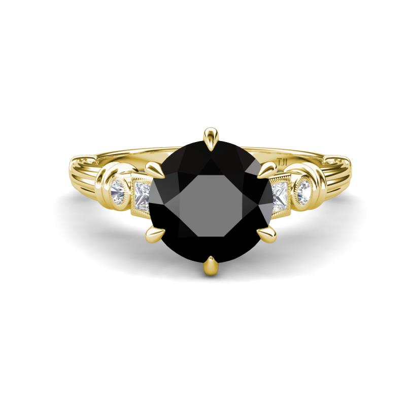 Iyana 3.18 ctw Black Diamond (8.00 mm) accented Natural Diamonds Engagement Ring 