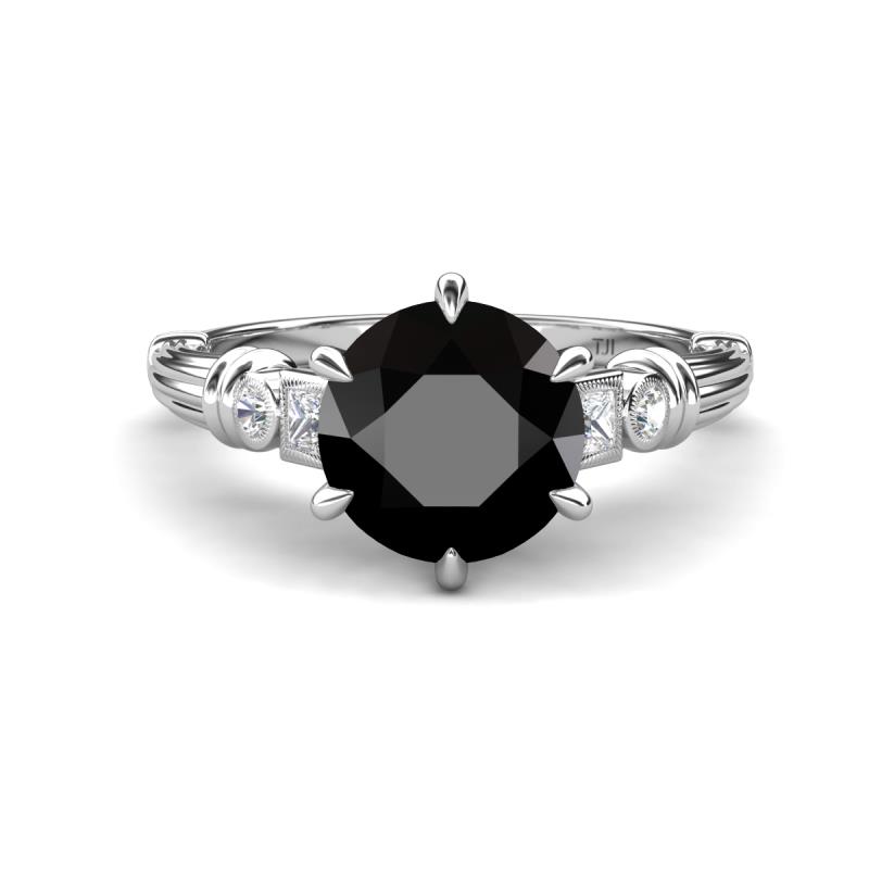 Iyana 3.18 ctw Black Diamond (8.00 mm) accented Natural Diamonds Engagement Ring 