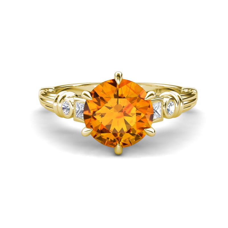 Iyana 2.08 ctw Citrine (8.00 mm) accented Natural Diamonds Engagement Ring 