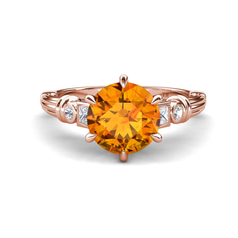 Iyana 2.08 ctw Citrine (8.00 mm) accented Natural Diamonds Engagement Ring 