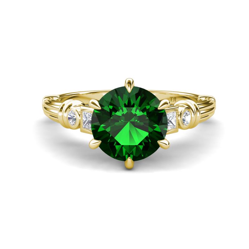 Iyana 1.93 ctw Created Emerald (8.00 mm) accented Natural Diamonds Engagement Ring 