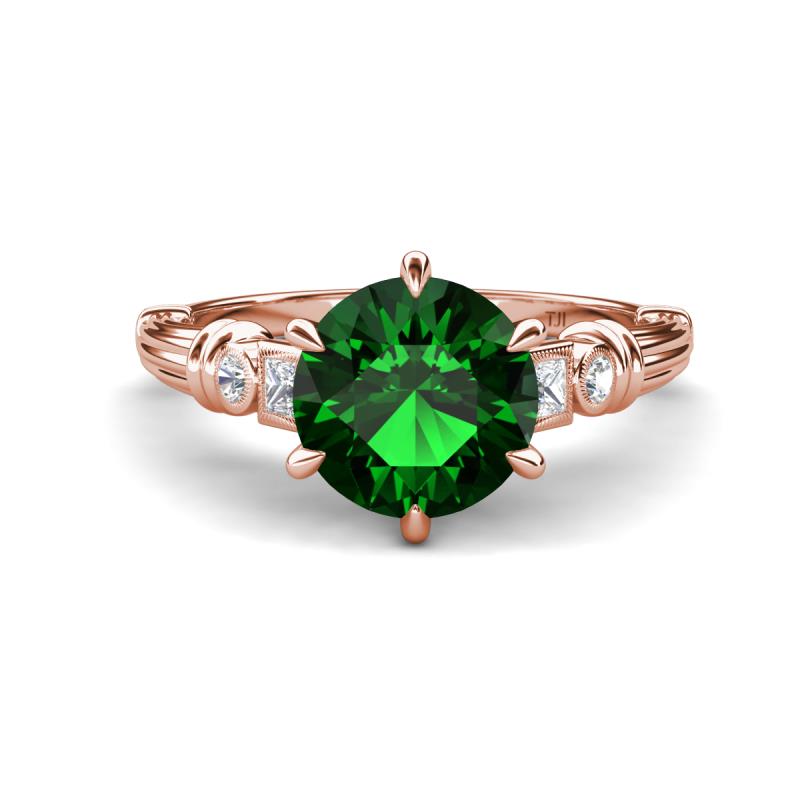 Iyana 1.93 ctw Created Emerald (8.00 mm) accented Natural Diamonds Engagement Ring 