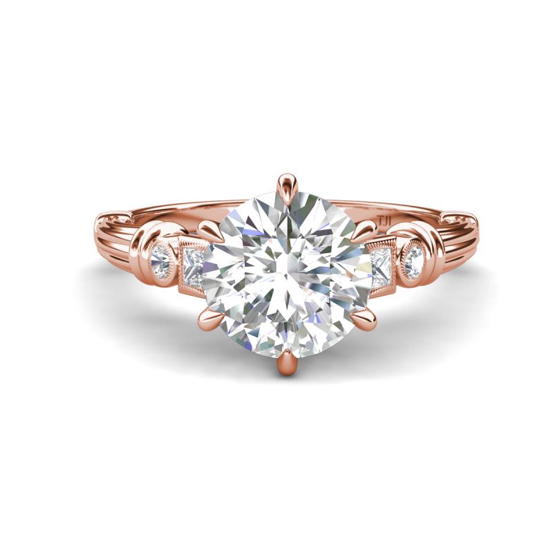 Iyana 1.78 ctw Moissanite (8.00 mm) accented Natural Diamonds Engagement Ring 