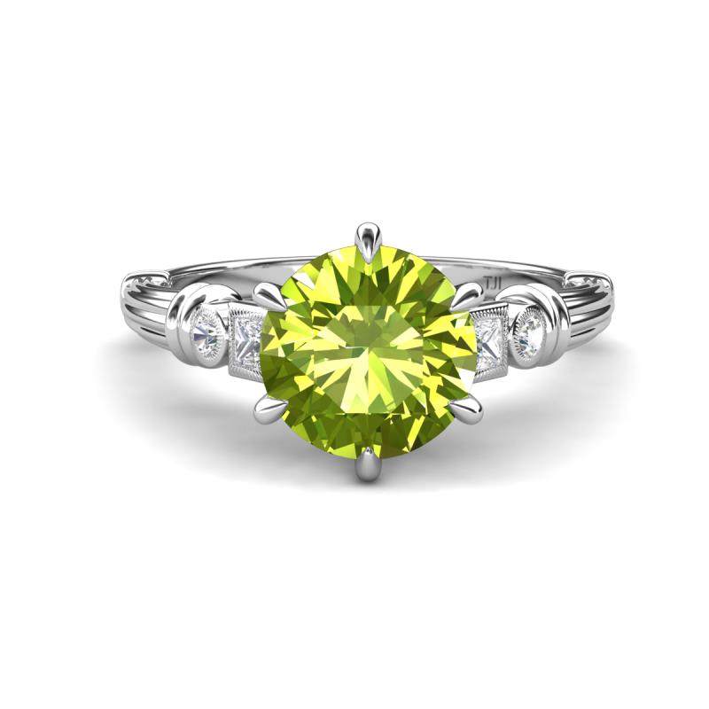 Iyana 1.98 ctw Peridot (8.00 mm) accented Natural Diamonds Engagement Ring 