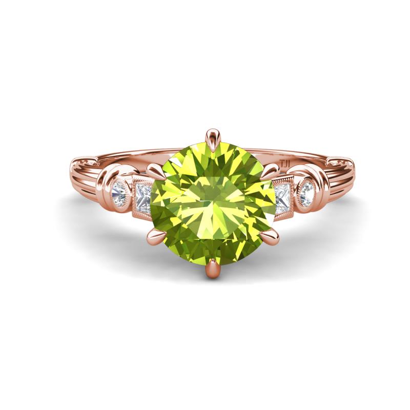 Iyana 1.98 ctw Peridot (8.00 mm) accented Natural Diamonds Engagement Ring 