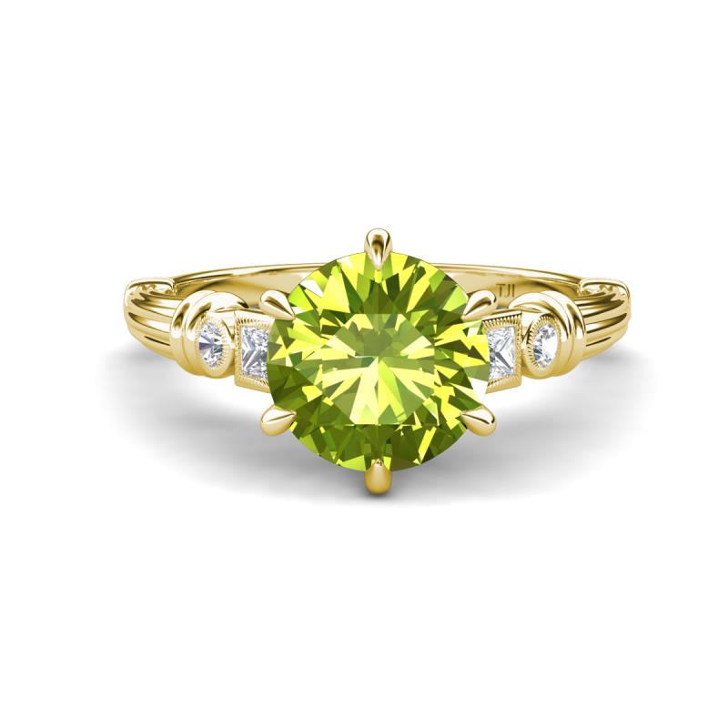 Iyana 1.98 ctw Peridot (8.00 mm) accented Natural Diamonds Engagement Ring 